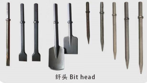 Pneumatic crushing pickaxe and chisel Bit head